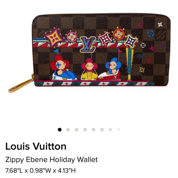 Louis Vuitton Brown Multicolor Zippy Ebene Holiday Wallet - Picture 1 of 13